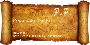 Poparadu Porfir névjegykártya